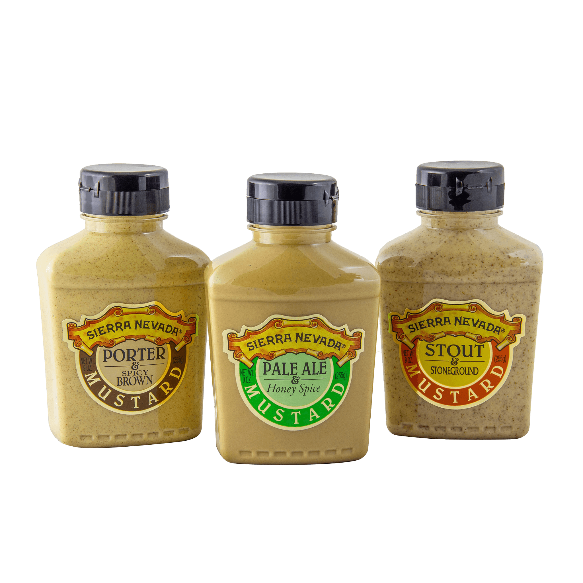 Trio of Sierra Nevada mustard bottles