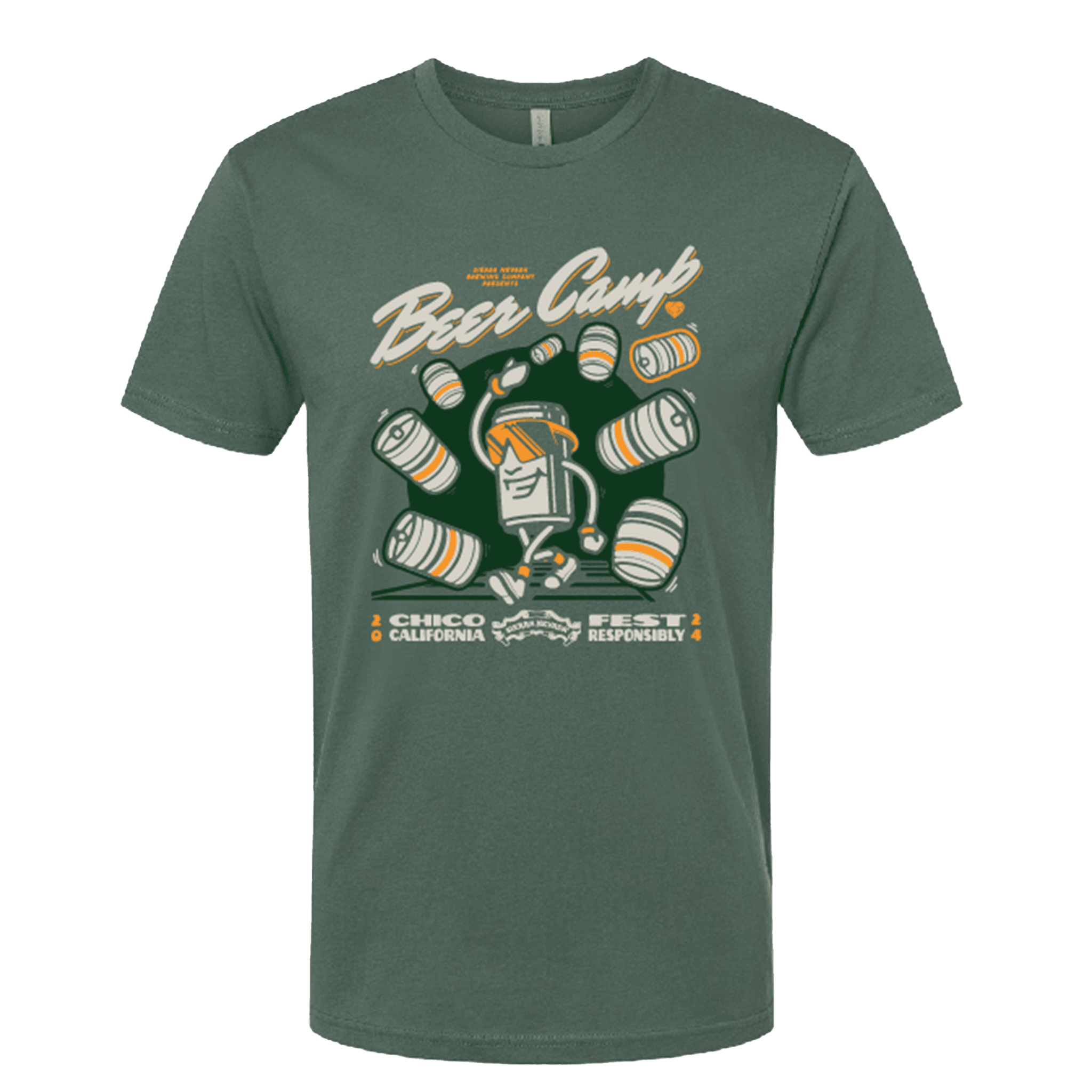 Sierra Nevada Brewing Co. 2024 Beer Camp T-Shirt collaboration with Upper Park Clothing - front view of beer can graphic and 2024 event name