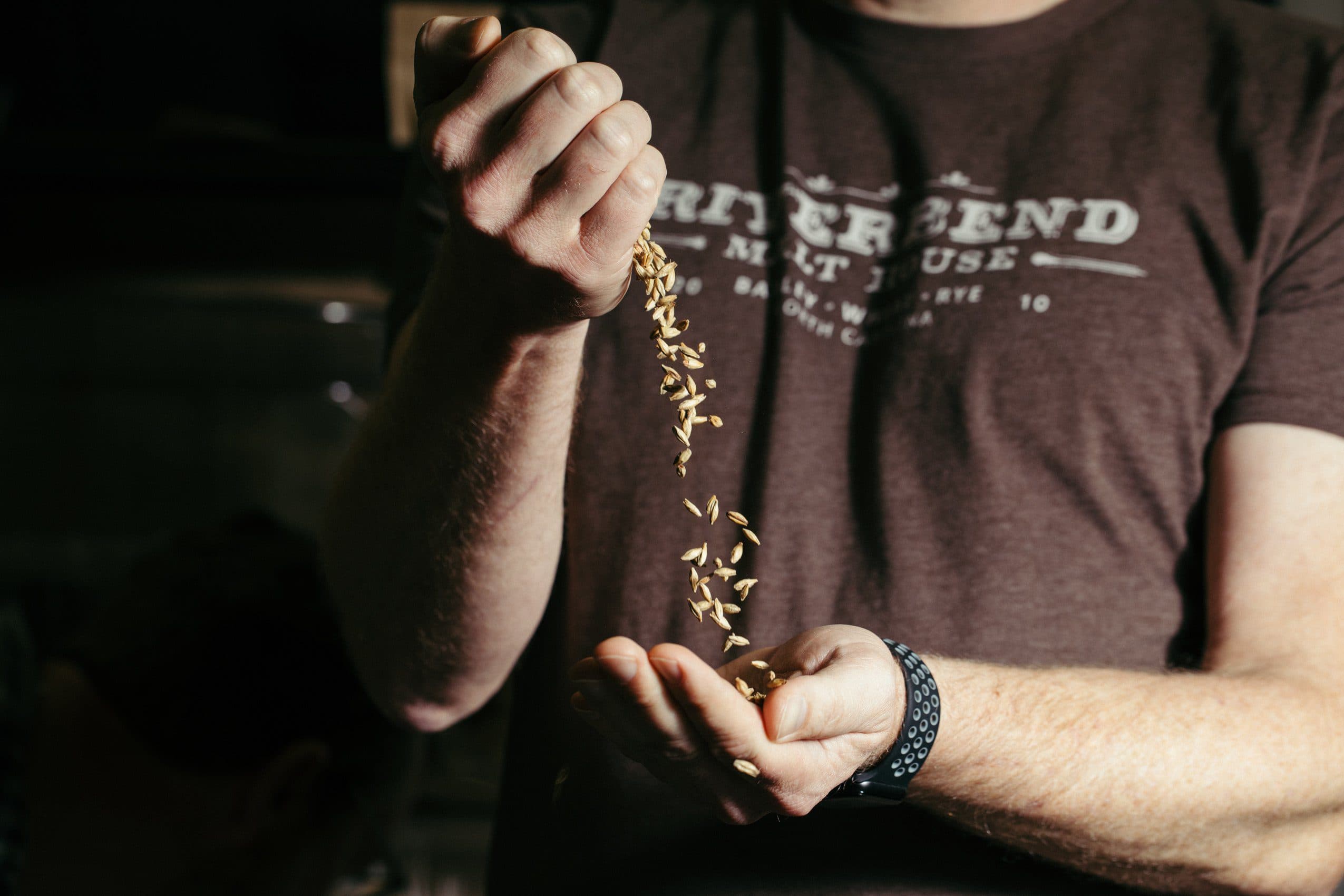 Open bag of malted oats from Riverbend Malt House