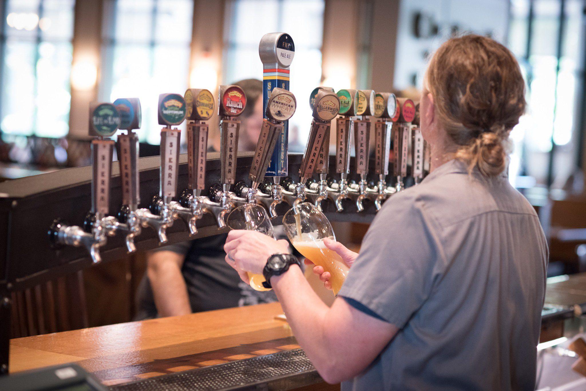 Beer on tap at the Sierra Nevada Mills River brewery